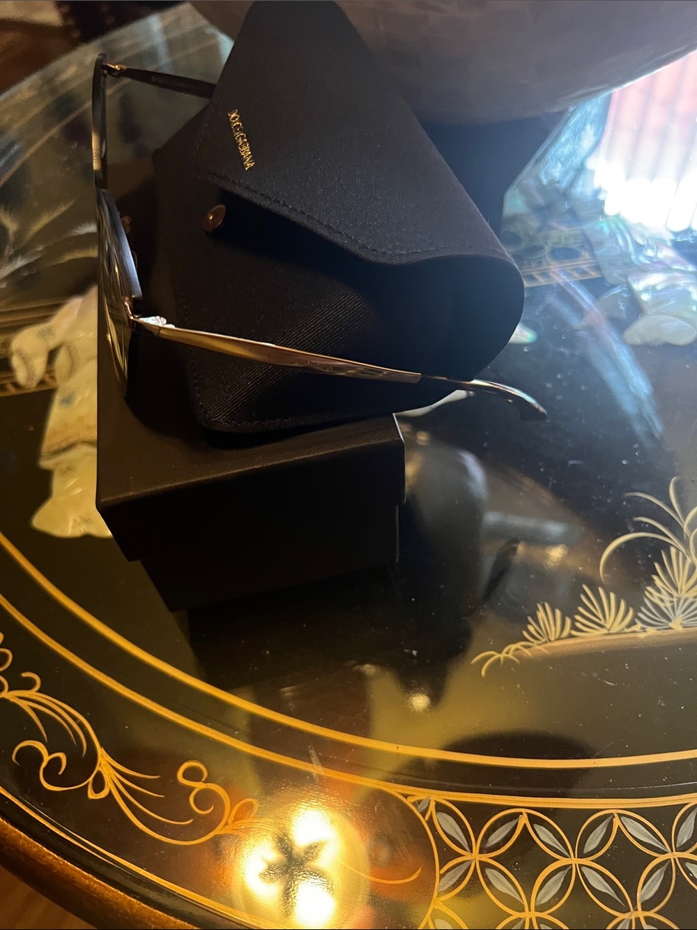 Dolce & Gabbana Brown Round Women’s Sunglasses with Gold Accents - Picture 2 of 3